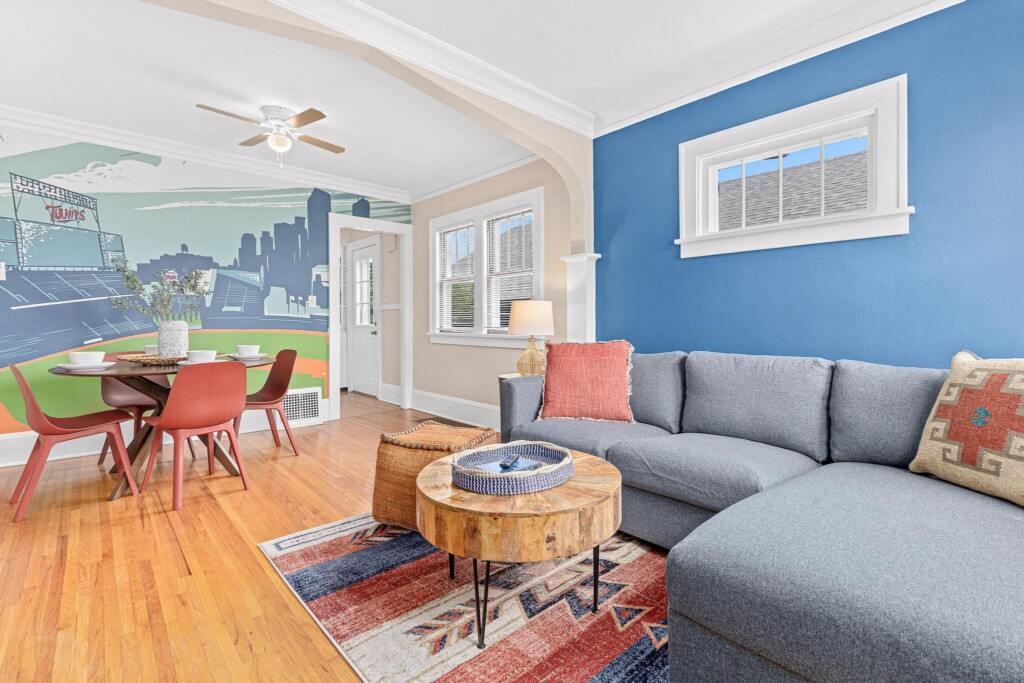 Stylish short-term rental living room with modern decor